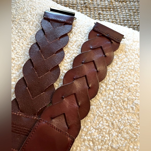 Anthropologie braided leather adjustable belt russet color - Picture 3 of 7